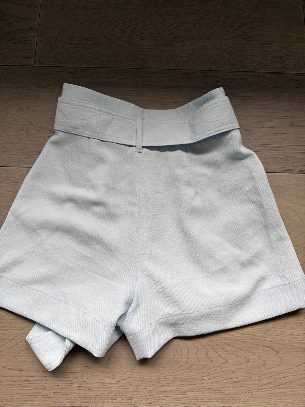 Wilfred Pale Blue High-Waist Paperbag Shorts with Self Tie - Picture 6 of 6